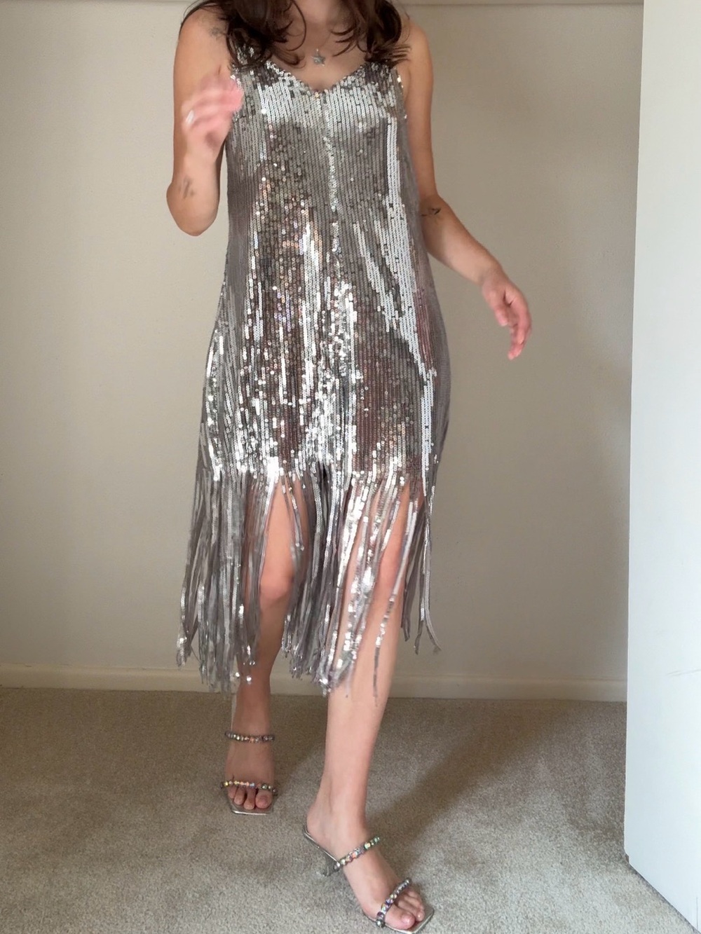 Silver Fringe Romper